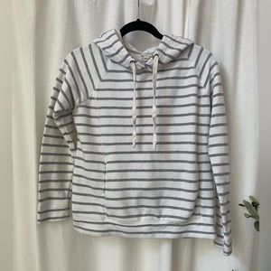 J.Crew womens striped grey and white hoodie